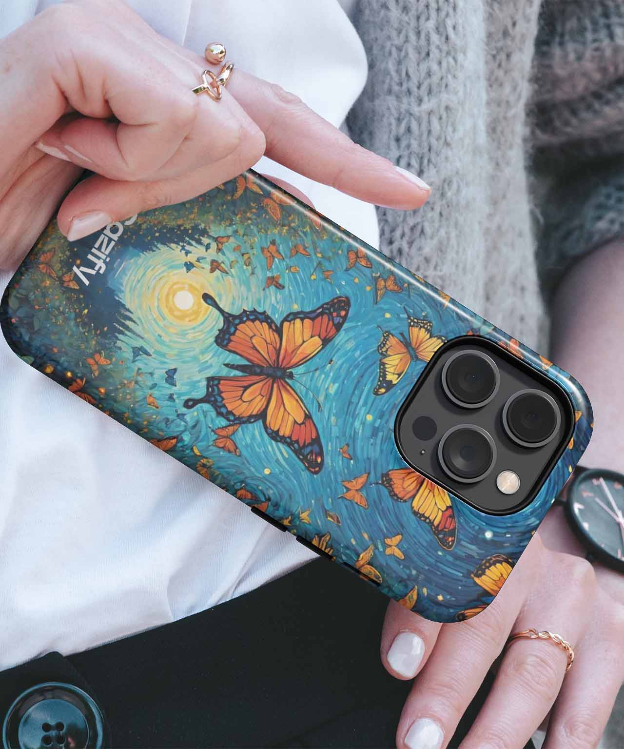 Fluttering Butterflies Under Moonlight iPhone case Case Cazify - Delivery Canada