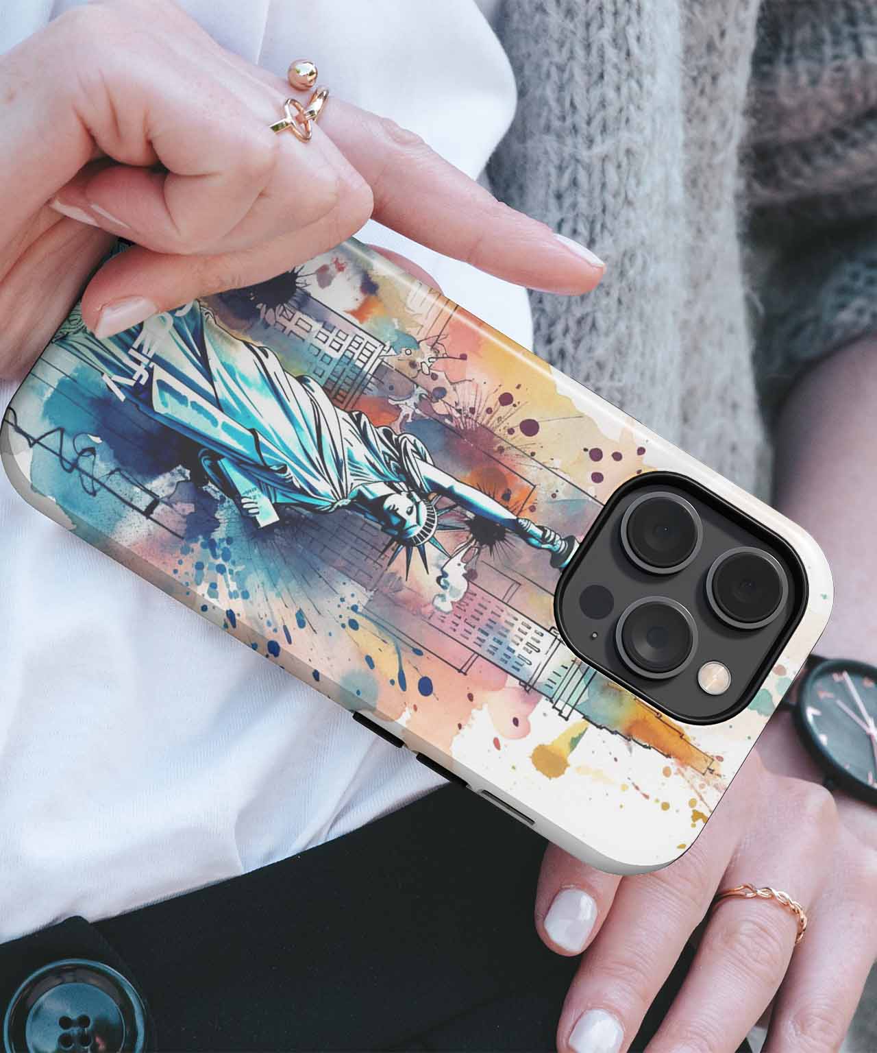 Freedom's Colorful Glow in the Big City iPhone case Case Cazify - Delivery Canada