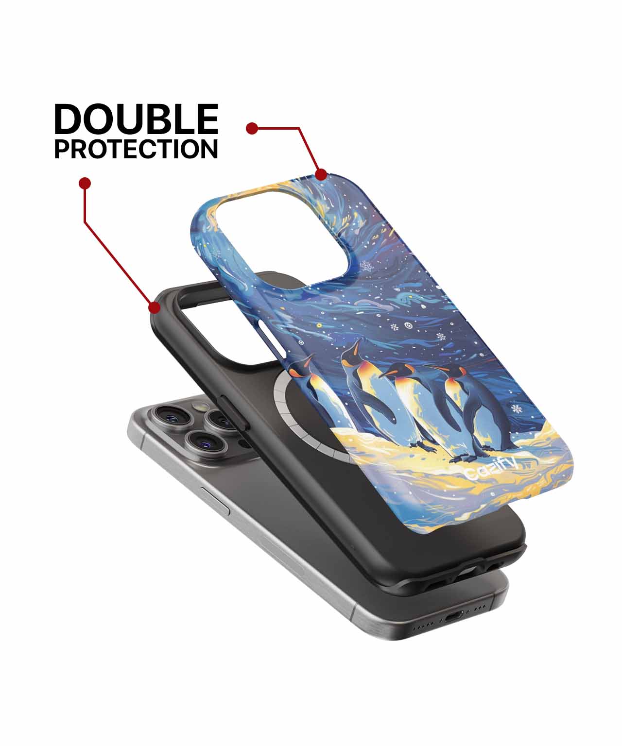 Frozen Penguins in Cosmic Wonderland iPhone case Case Cazify - Delivery Canada