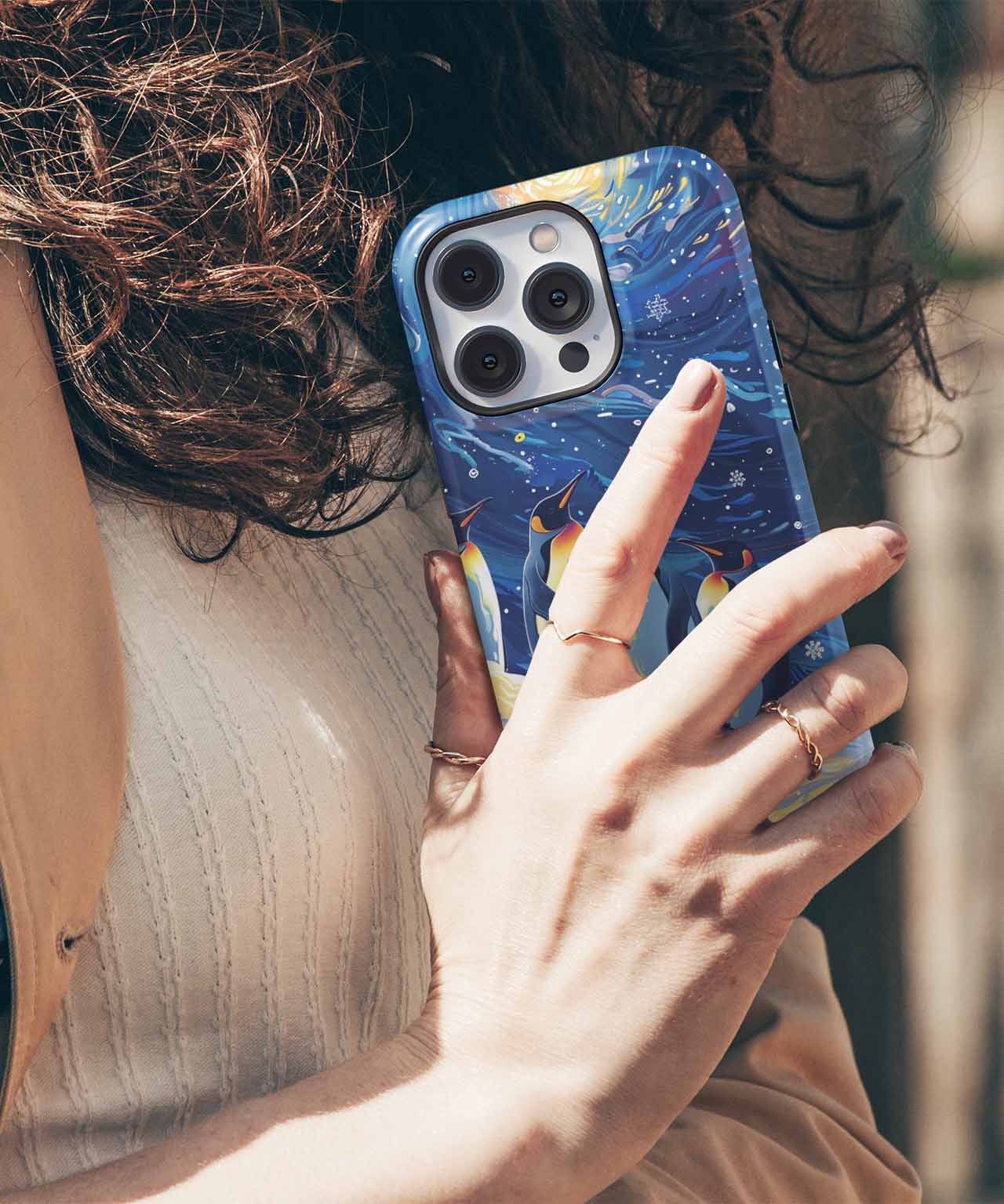 Frozen Penguins in Cosmic Wonderland iPhone case Case Cazify - Delivery Canada