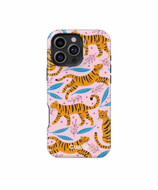 Funky Tigers on Pink Leaves iPhone case Case Cazify - Delivery Canada