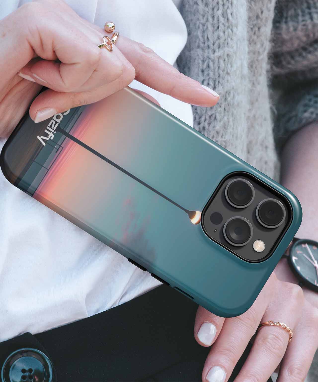 Glistening Sunset Lamp Post on the Shore iPhone case Case Cazify - Delivery Canada