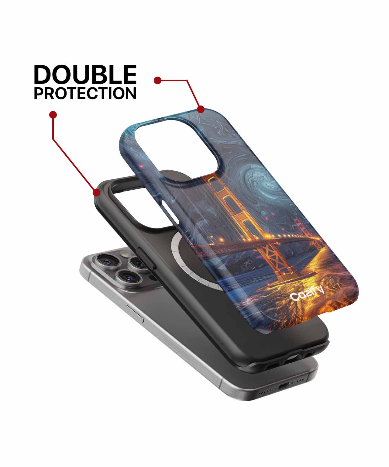 Golden Gate Bridge Under Cosmic Swirls iPhone case Case Cazify - Delivery Canada