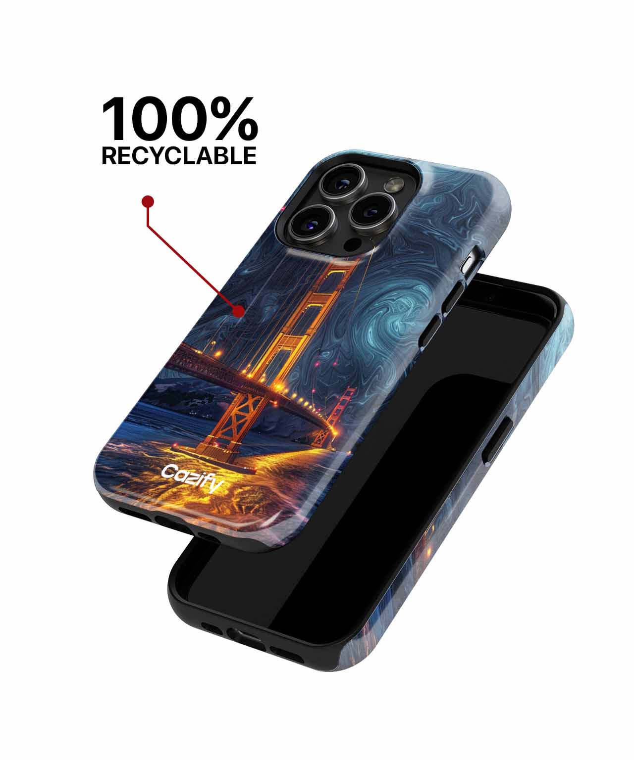 Golden Gate Bridge Under Cosmic Swirls iPhone case Case Cazify - Delivery Canada