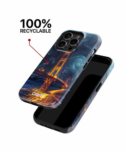 Golden Gate Bridge Under Cosmic Swirls iPhone case Case Cazify - Delivery Canada