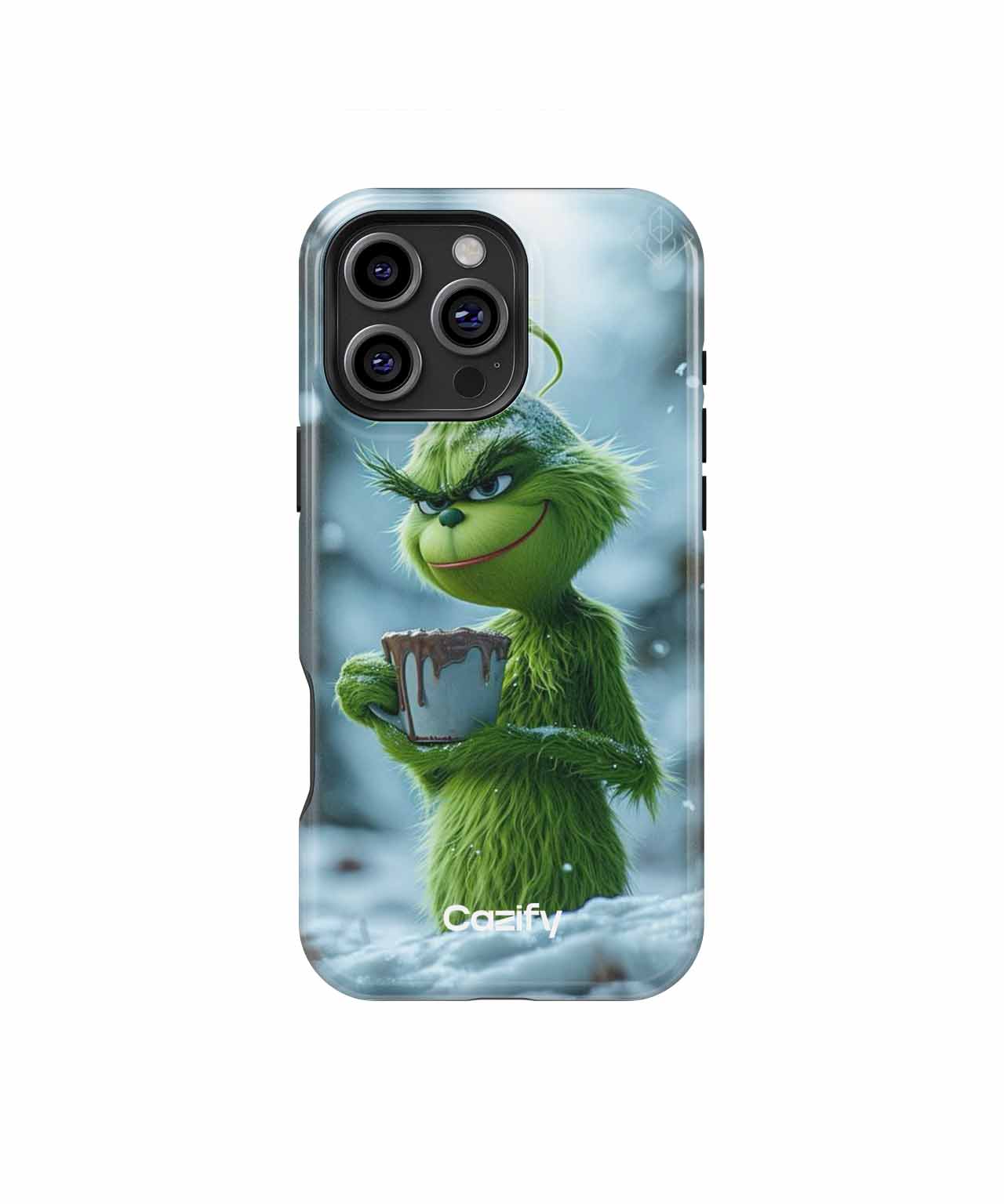 Grumpy Green Creature Sipping Hot Cocoa iPhone case Case Cazify - Delivery Canada