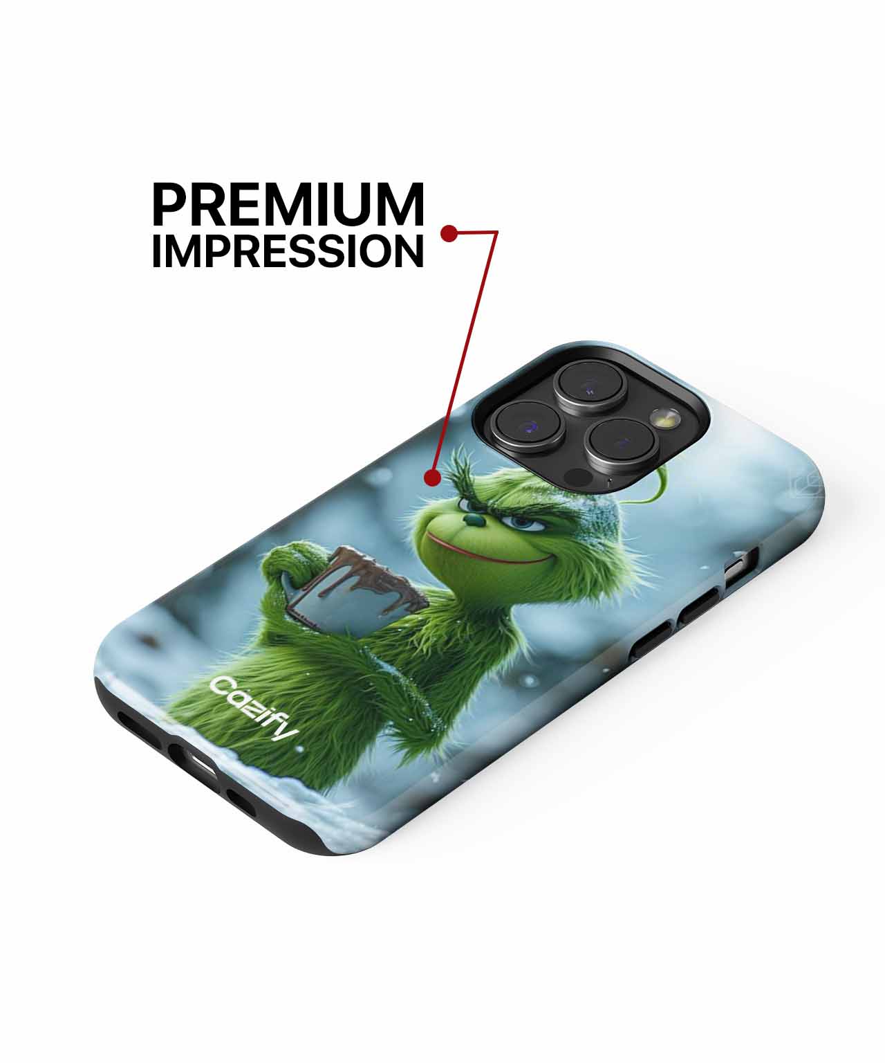 Grumpy Green Creature Sipping Hot Cocoa iPhone case Case Cazify - Delivery Canada