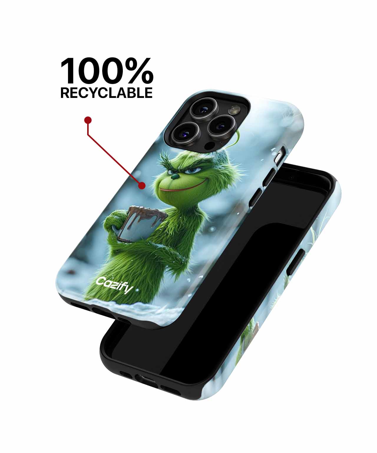 Grumpy Green Creature Sipping Hot Cocoa iPhone case Case Cazify - Delivery Canada