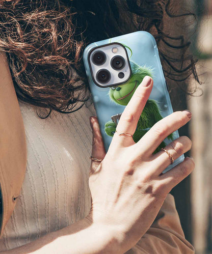 Grumpy Green Creature Sipping Hot Cocoa iPhone case Case Cazify - Delivery Canada