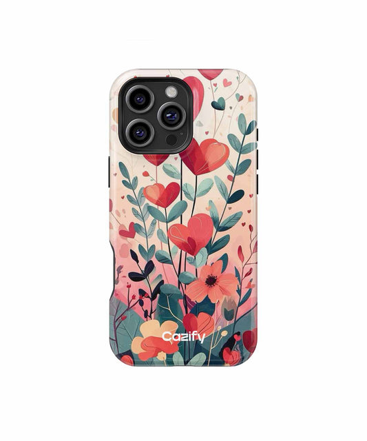 Heartfelt Floral Delight with Whimsical Love Vibes iPhone case Case Cazify - Delivery Canada