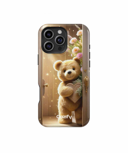 Joyful Bear with Heart and Flowers iPhone case Case Cazify - Delivery Canada