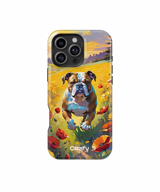 Joyful Bulldog Frolicking in Poppy Fields iPhone case Case Cazify - Delivery Canada