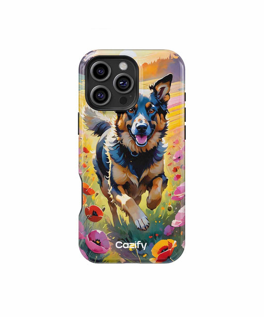 Joyful Dog Bounding Through Blooms iPhone case Case Cazify - Delivery Canada