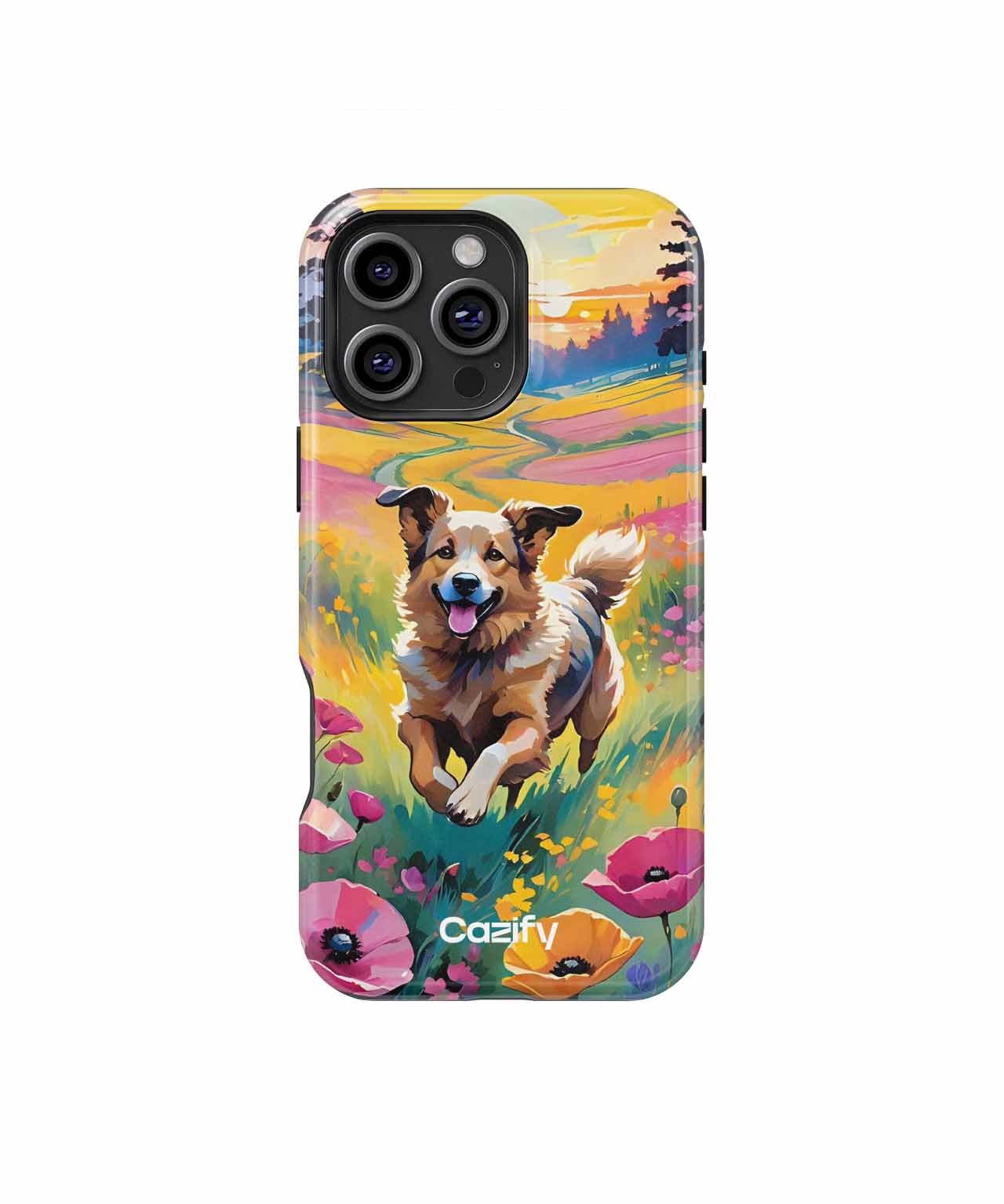 Joyful Dog Running Through Flowers iPhone case Case Cazify - Delivery Canada
