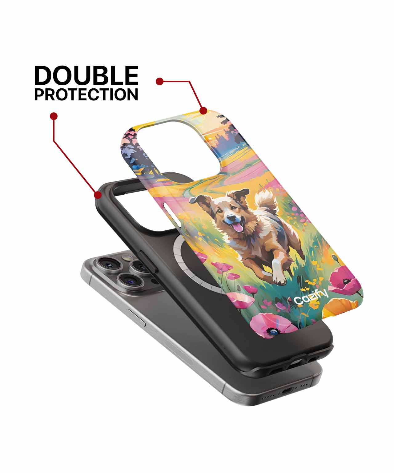 Joyful Dog Running Through Flowers iPhone case Case Cazify - Delivery Canada