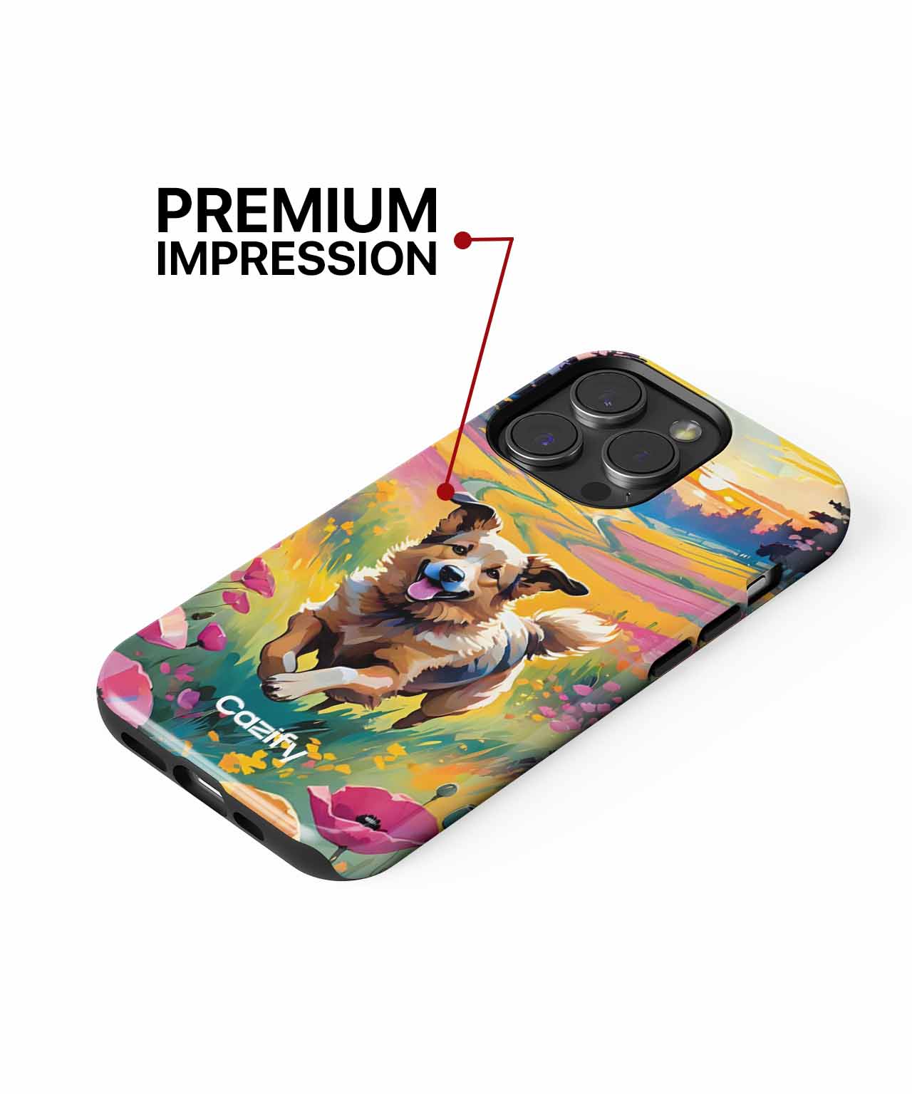 Joyful Dog Running Through Flowers iPhone case Case Cazify - Delivery Canada