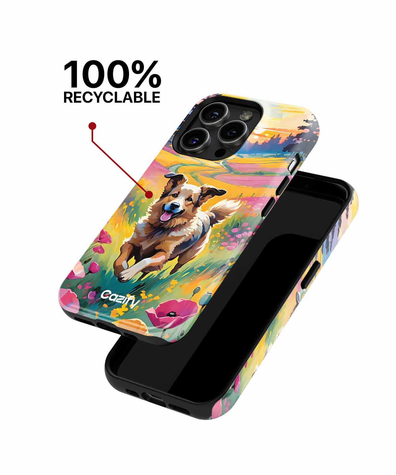 Joyful Dog Running Through Flowers iPhone case Case Cazify - Delivery Canada