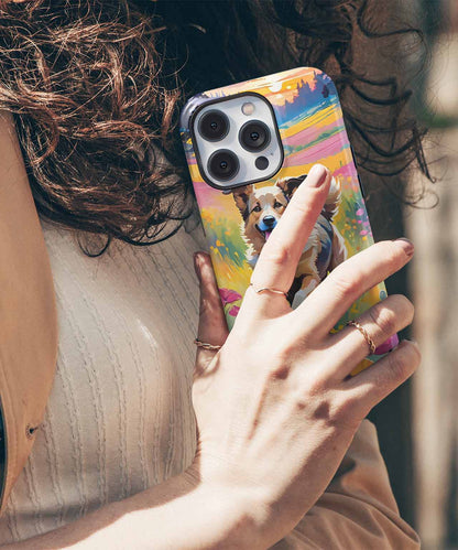 Joyful Dog Running Through Flowers iPhone case Case Cazify - Delivery Canada