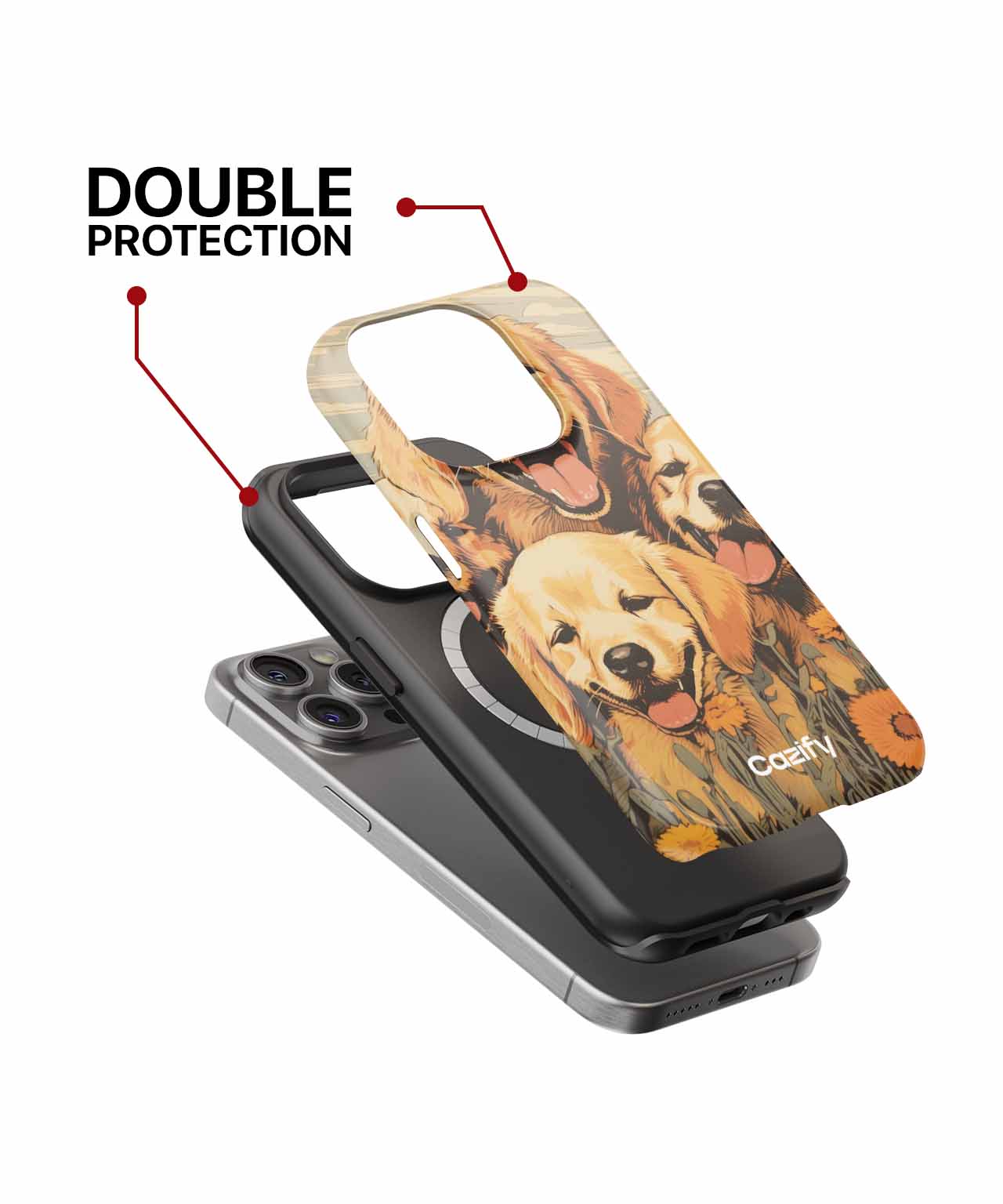 Joyful Golden Pups in a Field of Flowers iPhone case Case Cazify - Delivery Canada