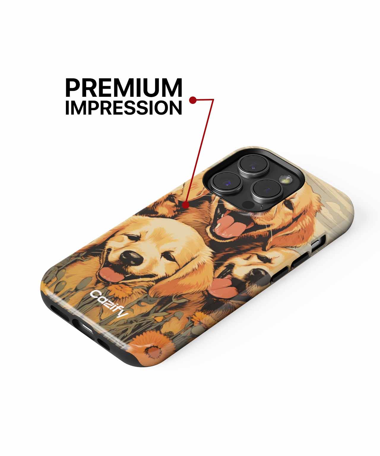 Joyful Golden Pups in a Field of Flowers iPhone case Case Cazify - Delivery Canada