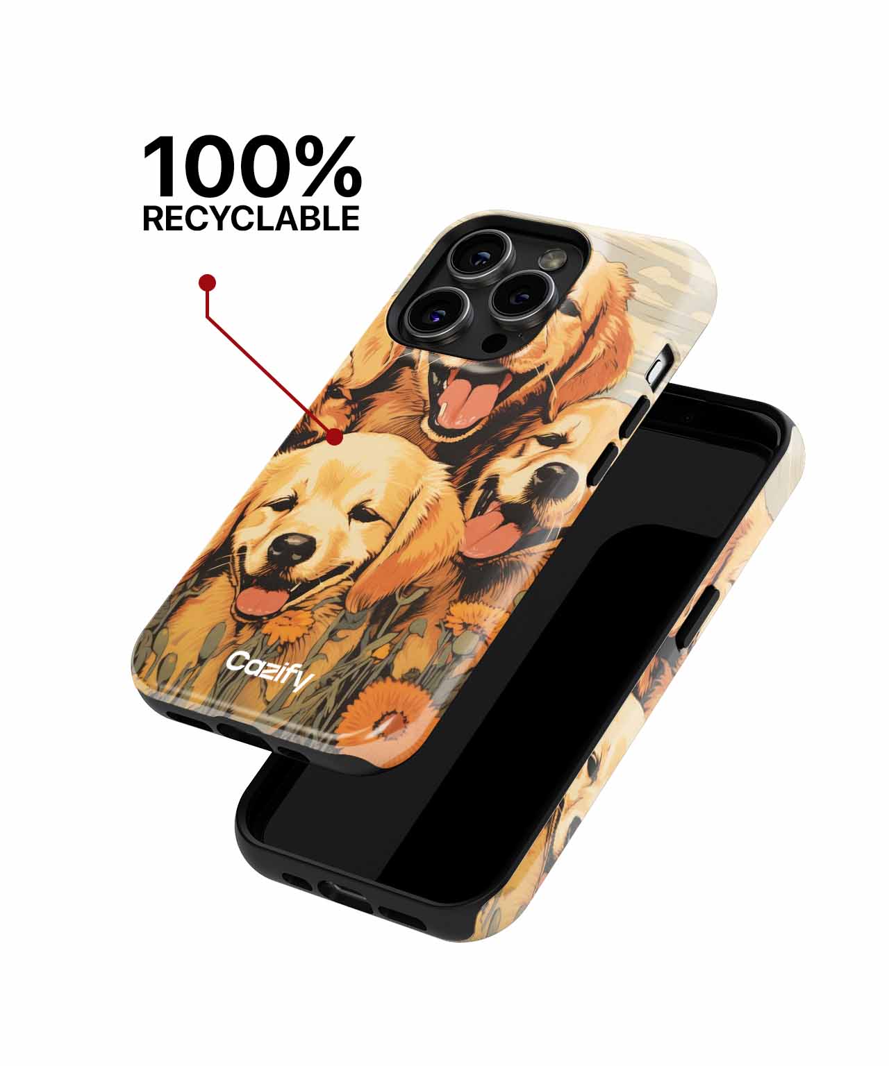 Joyful Golden Pups in a Field of Flowers iPhone case Case Cazify - Delivery Canada