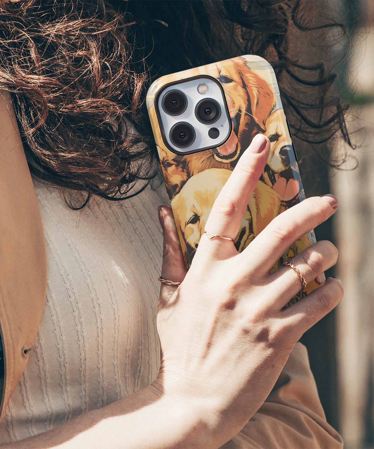 Joyful Golden Pups in a Field of Flowers iPhone case Case Cazify - Delivery Canada