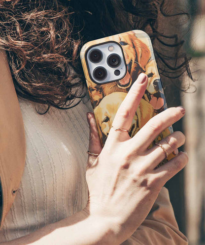 Joyful Golden Pups in a Field of Flowers iPhone case Case Cazify - Delivery Canada