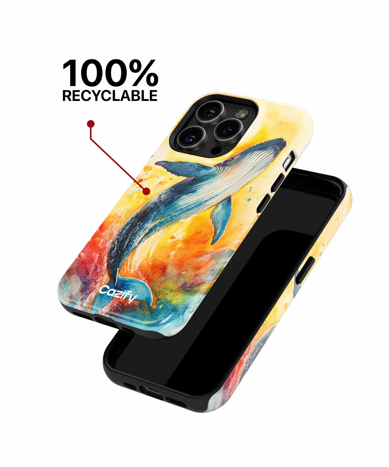 Joyful Whale Dancing in Watercolors iPhone case Case Cazify - Delivery Canada