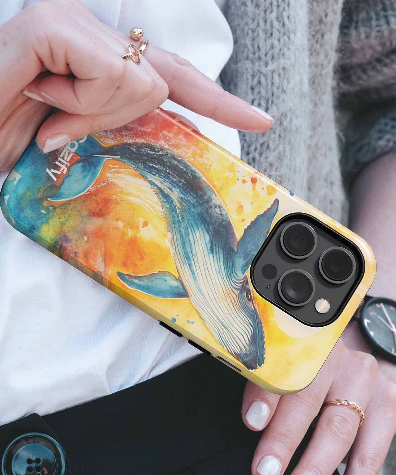 Joyful Whale Dancing in Watercolors iPhone case Case Cazify - Delivery Canada