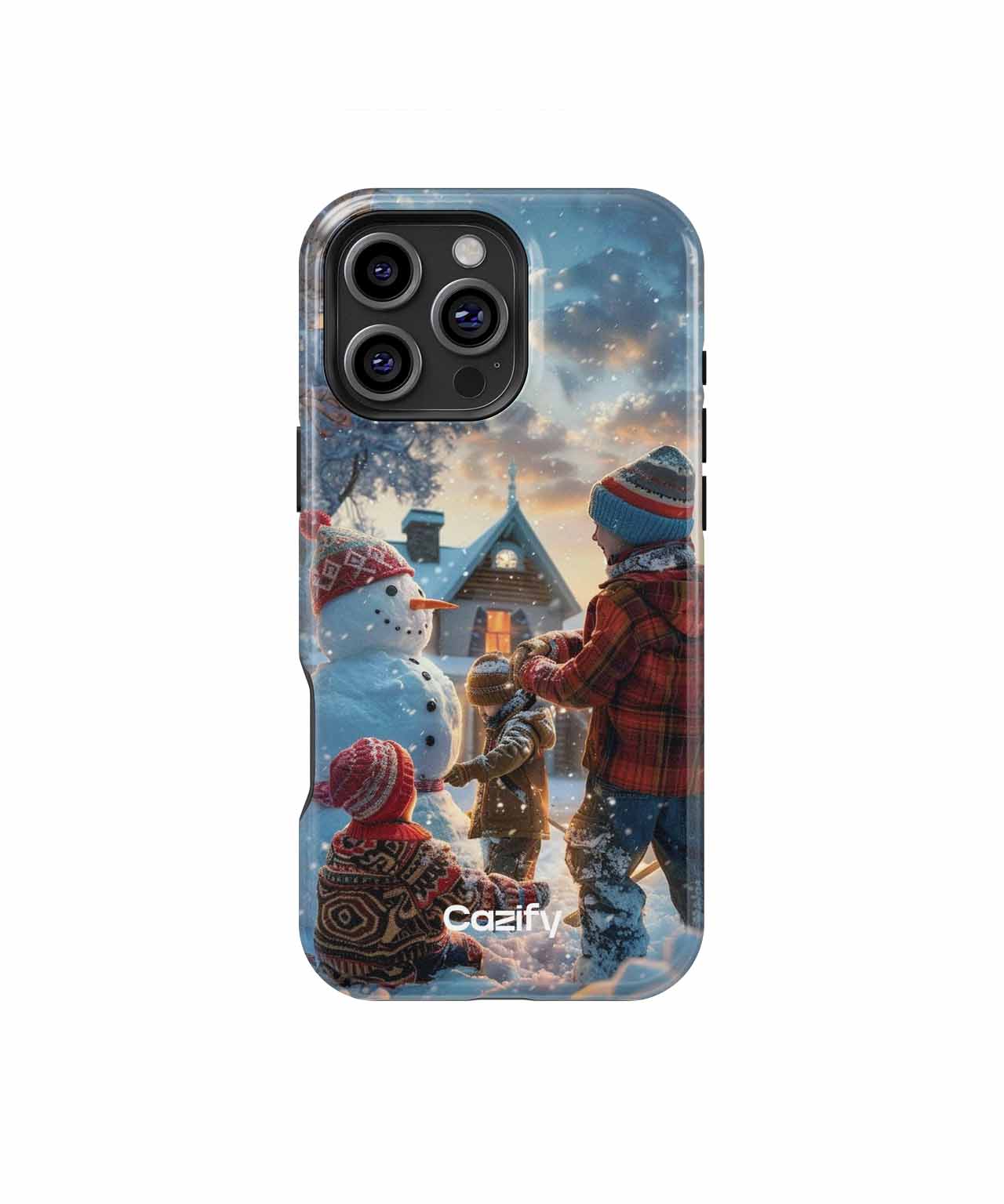 Joyful Winter Snowman Building Adventure iPhone case Case Cazify - Delivery Canada