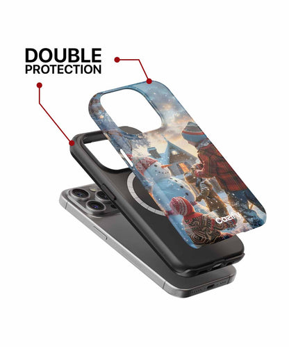 Joyful Winter Snowman Building Adventure iPhone case Case Cazify - Delivery Canada