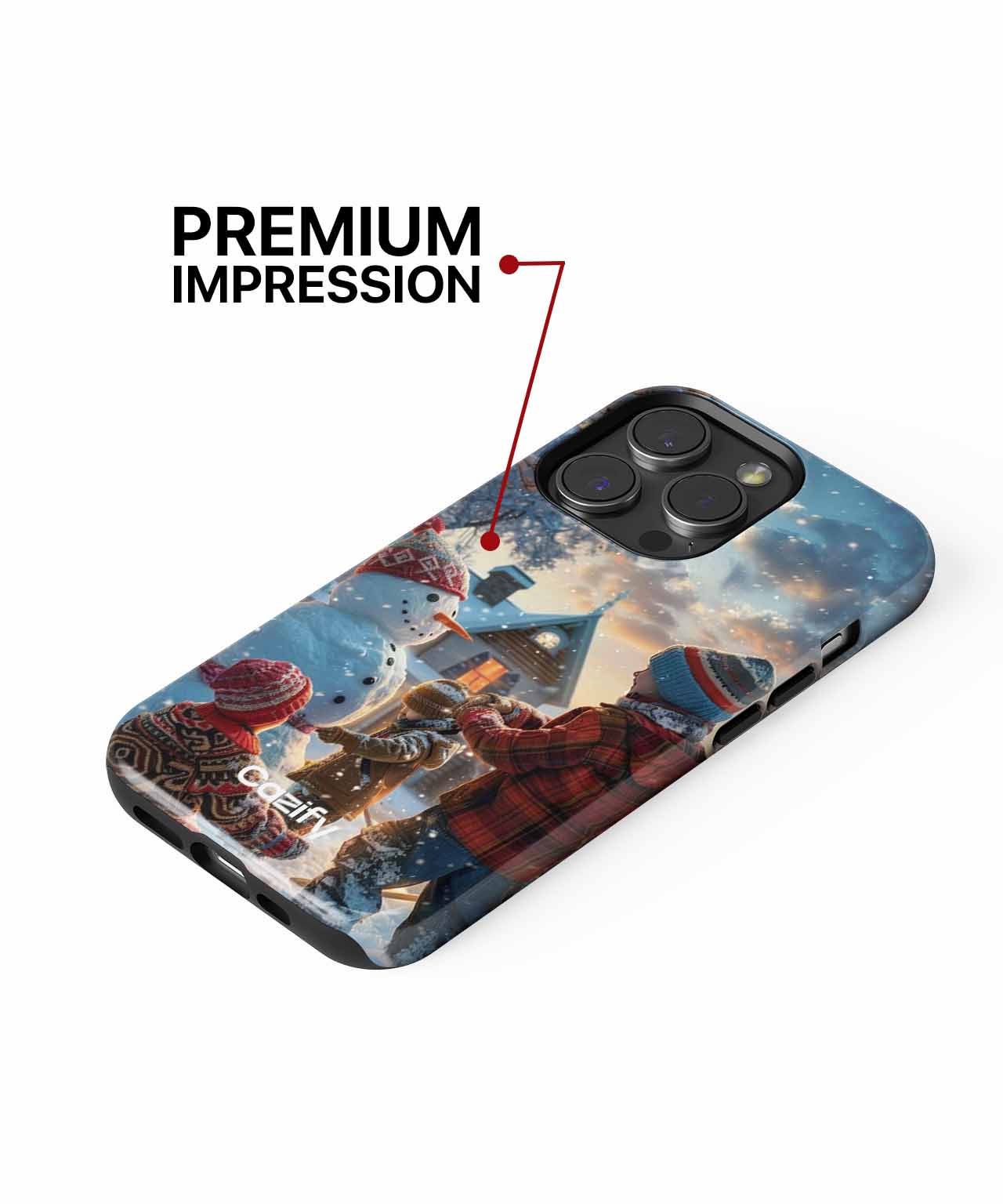 Joyful Winter Snowman Building Adventure iPhone case Case Cazify - Delivery Canada