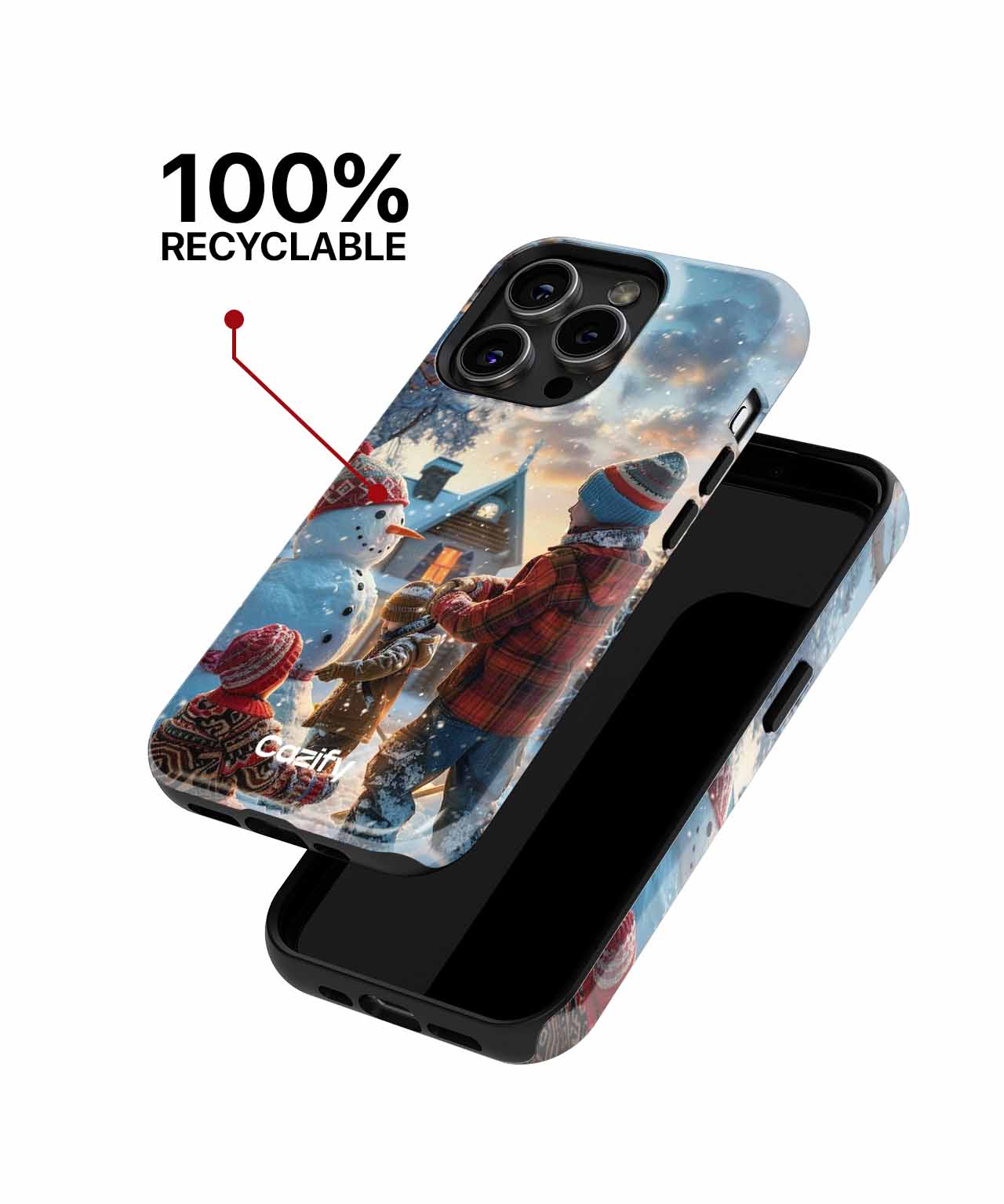 Joyful Winter Snowman Building Adventure iPhone case Case Cazify - Delivery Canada