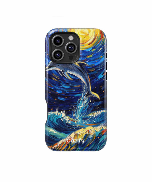 Jumping Dolphin in a Cosmic Wave iPhone case Case Cazify - Delivery Canada