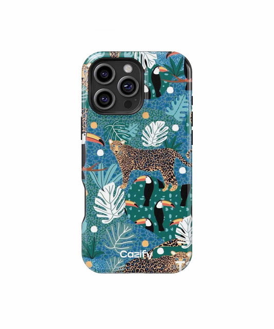 Jungle Party with Leopards and Toucans iPhone case Case Cazify - Delivery Canada