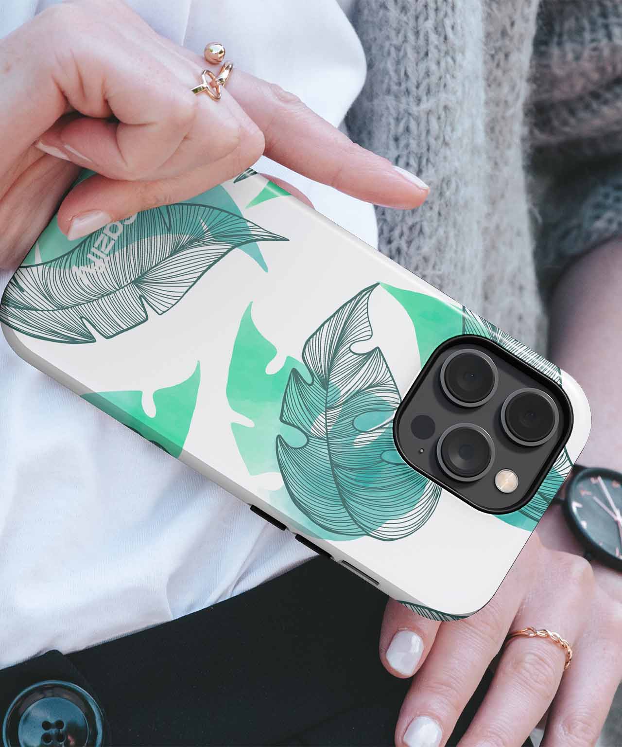 Lively Tropical Leaves Dancing in Green iPhone case Case Cazify - Delivery Canada