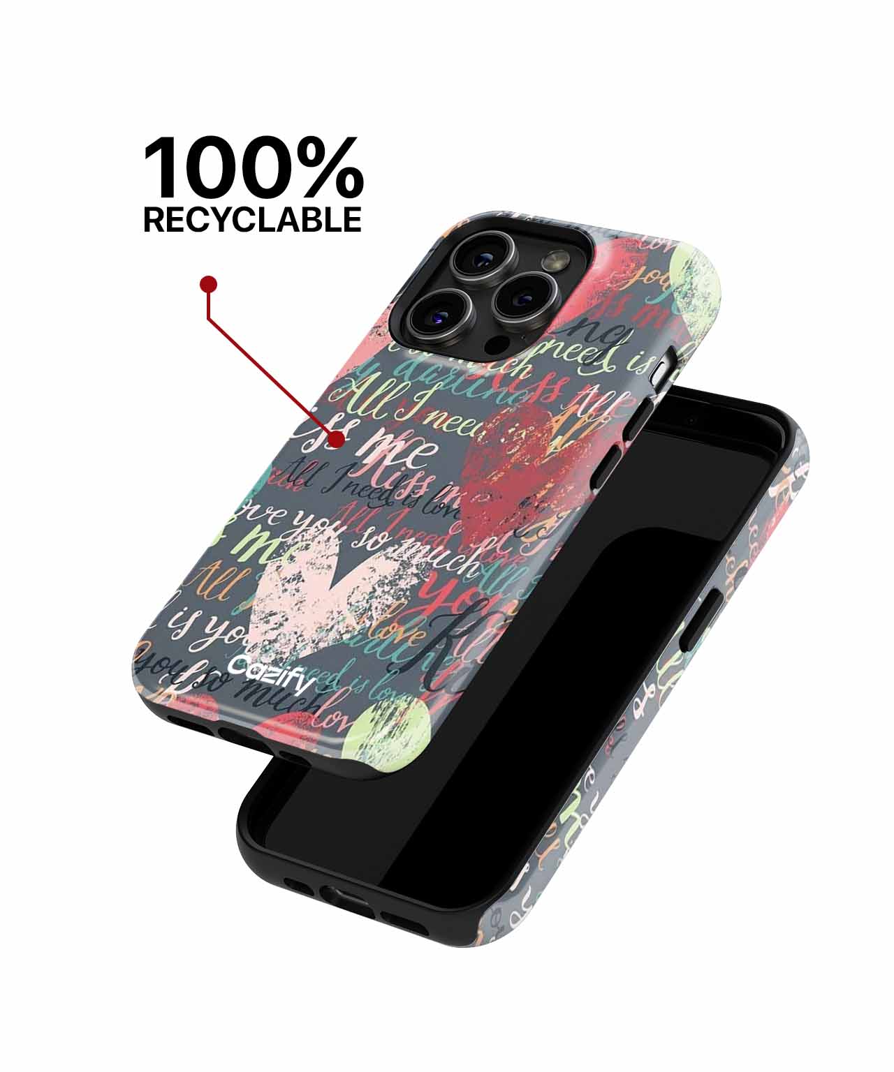 Love Notes in Colorful Hearts Collection iPhone case Case Cazify - Delivery Canada