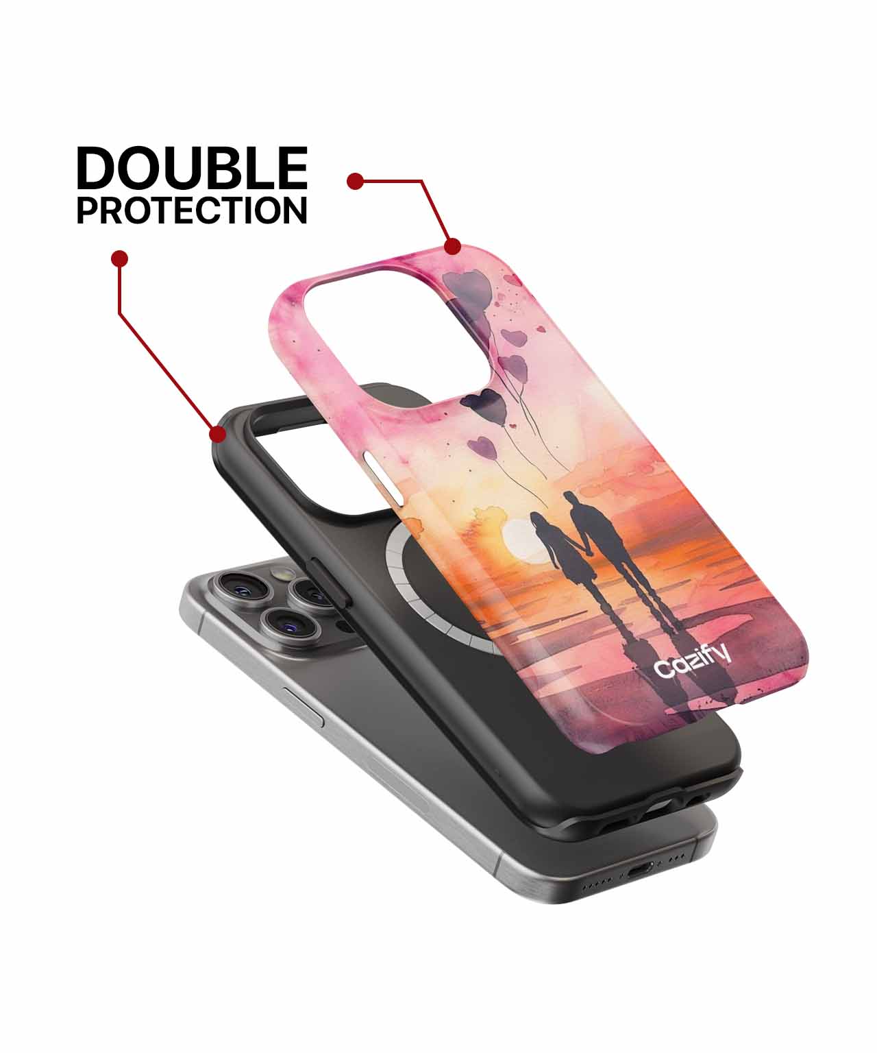Loving sunset stroll with heart balloons iPhone case Case Cazify - Delivery Canada