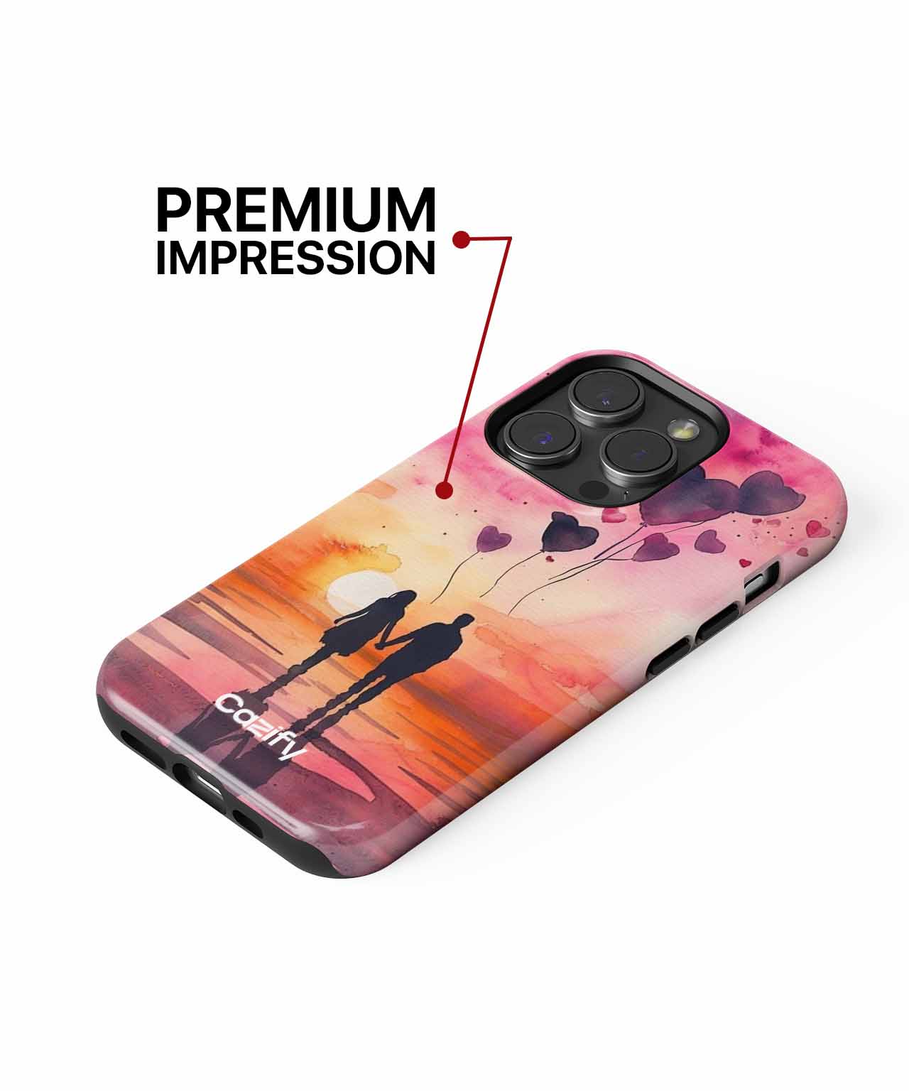 Loving sunset stroll with heart balloons iPhone case Case Cazify - Delivery Canada