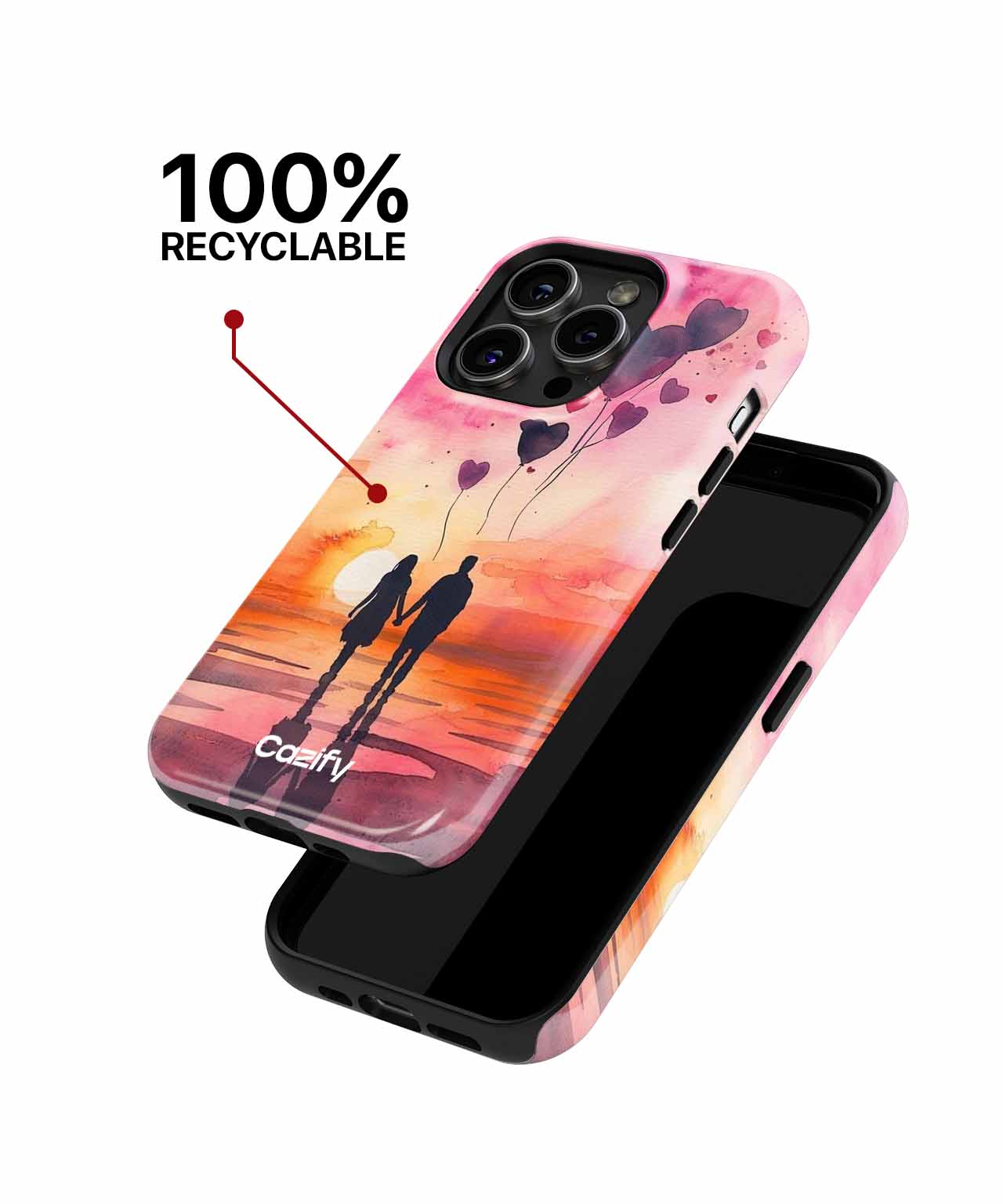 Loving sunset stroll with heart balloons iPhone case Case Cazify - Delivery Canada