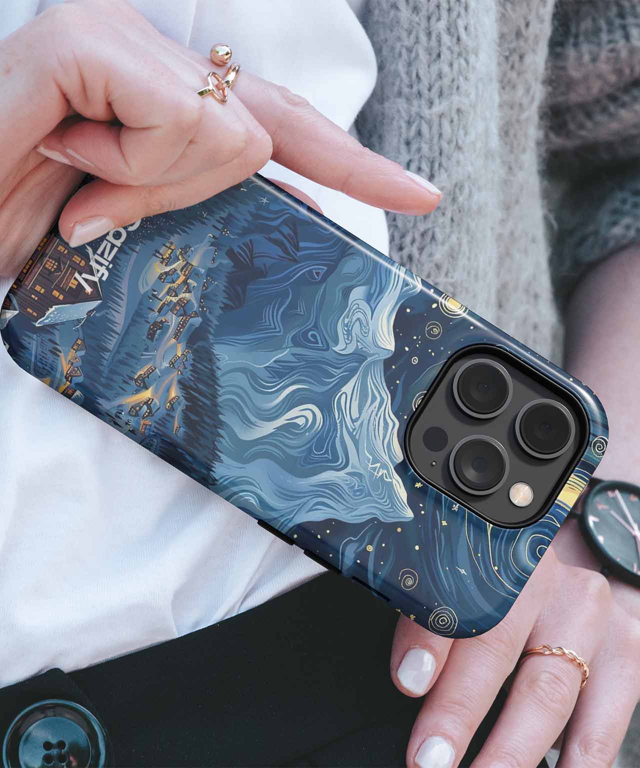 Magical Winter Night with Twinkling Stars iPhone case Case Cazify - Delivery Canada