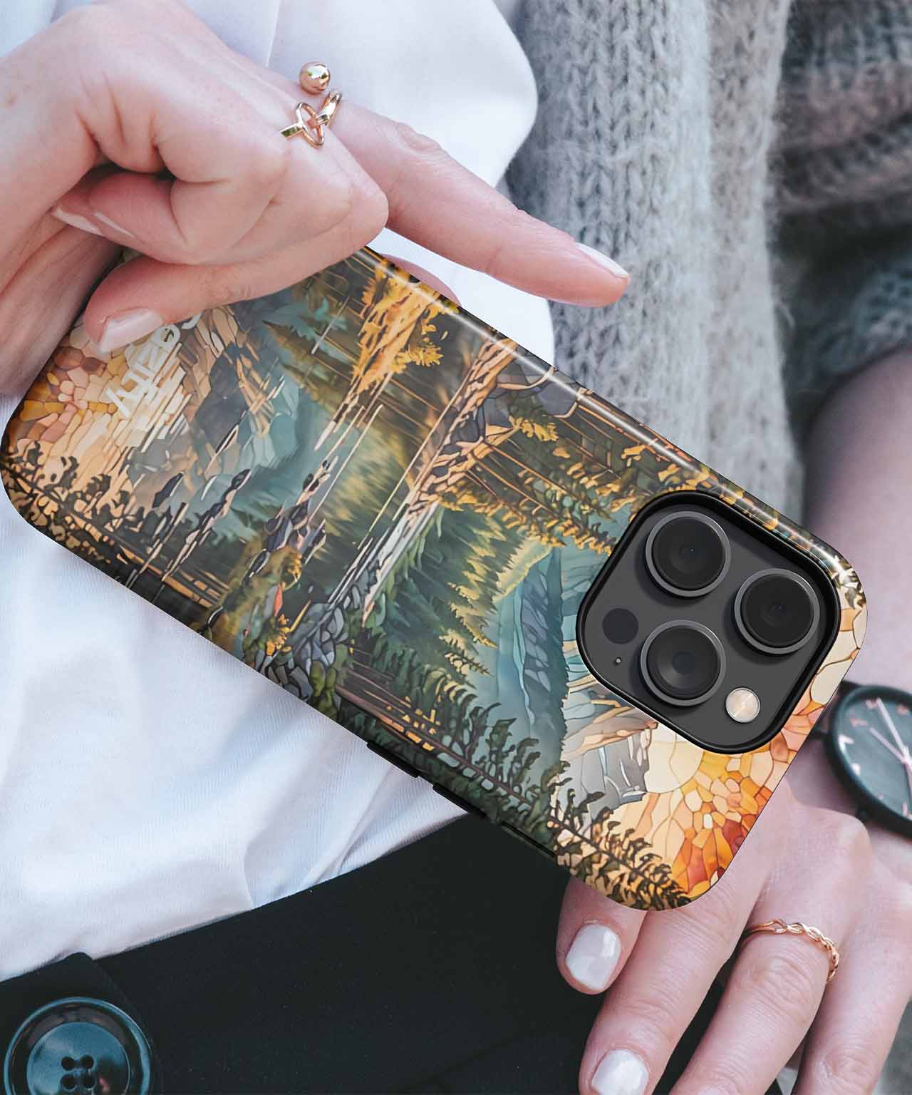 Majestic Colorful Mountain Reflection iPhone case Case Cazify - Delivery Canada