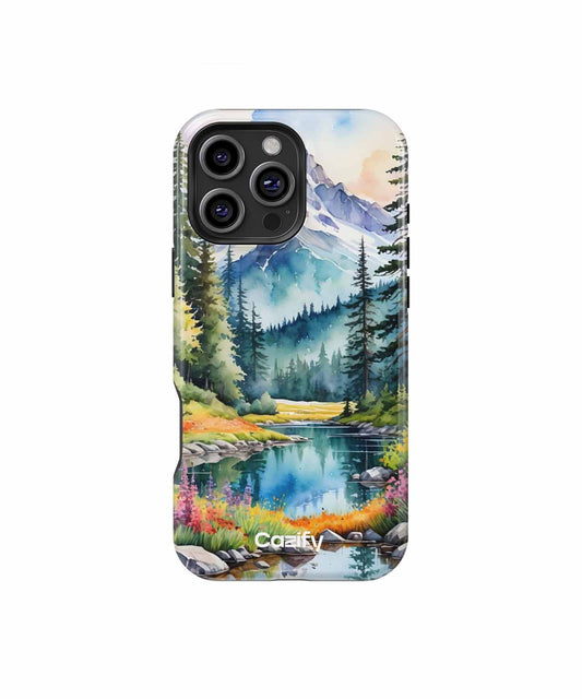 Majestic mountain landscape with serene water iPhone case Case Cazify - Delivery Canada