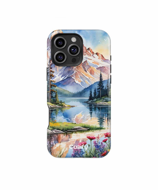 Majestic Mountain Reflection Beneath Colorful Flowers iPhone case Case Cazify - Delivery Canada