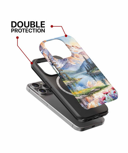 Majestic Mountain Reflection Beneath Colorful Flowers iPhone case Case Cazify - Delivery Canada