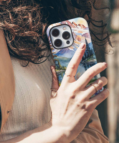 Majestic Mountain Reflection Beneath Colorful Flowers iPhone case Case Cazify - Delivery Canada