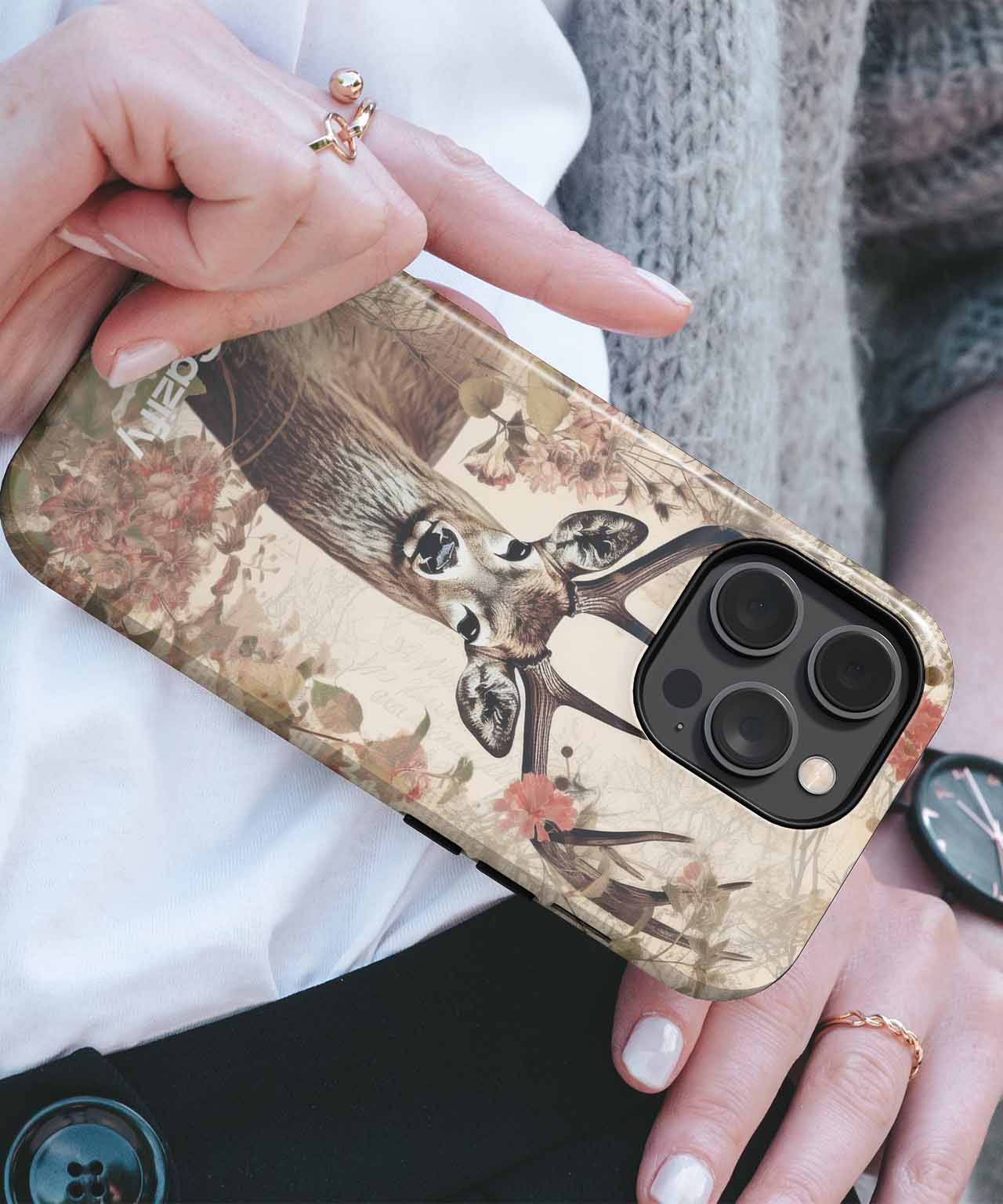 Majestic Stag Surrounded by Flowers iPhone case Case Cazify - Delivery Canada