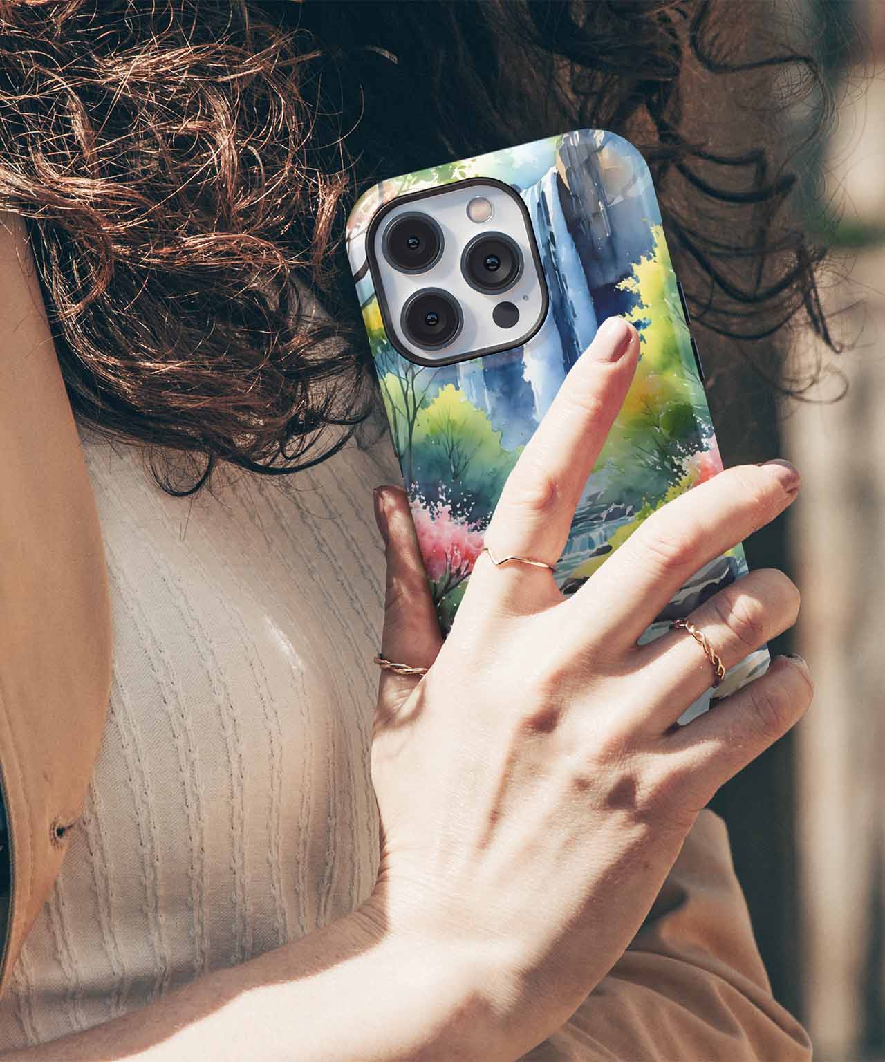 Majestic waterfall serenading lush blooms iPhone case Case Cazify - Delivery Canada