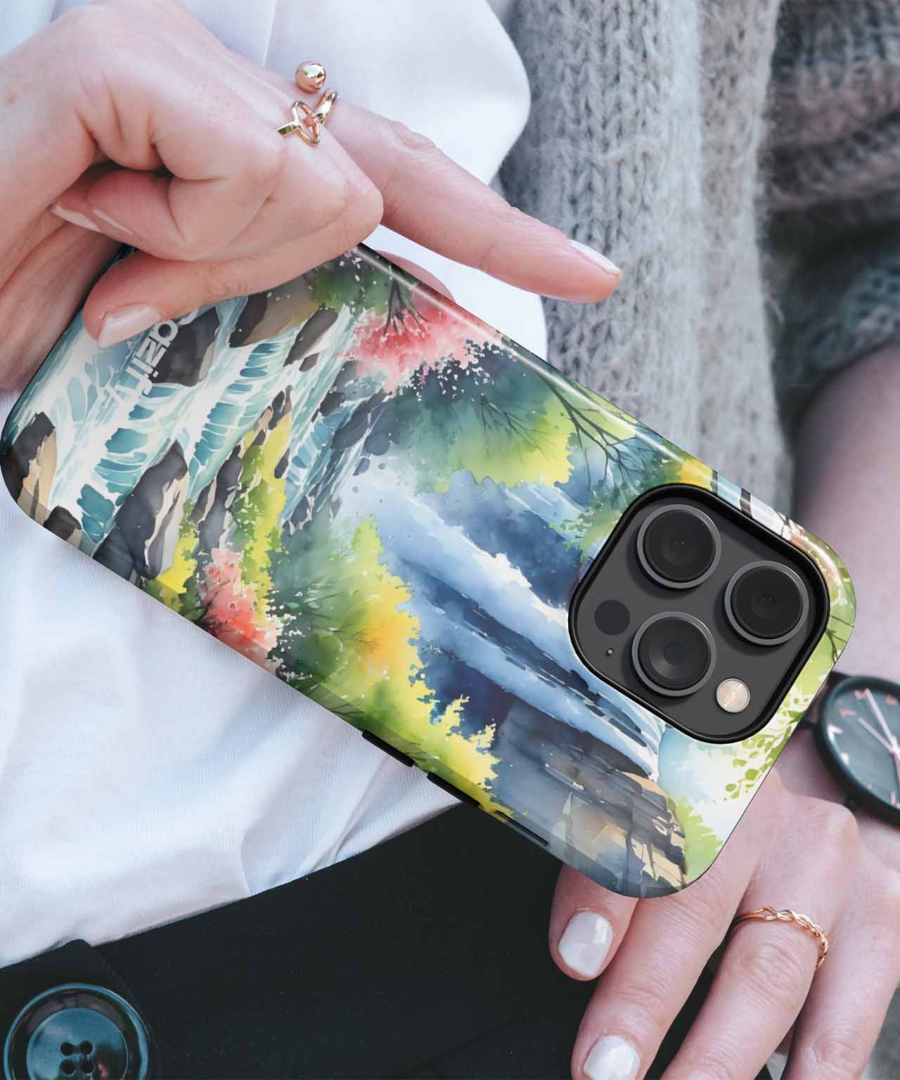 Majestic waterfall serenading lush blooms iPhone case Case Cazify - Delivery Canada