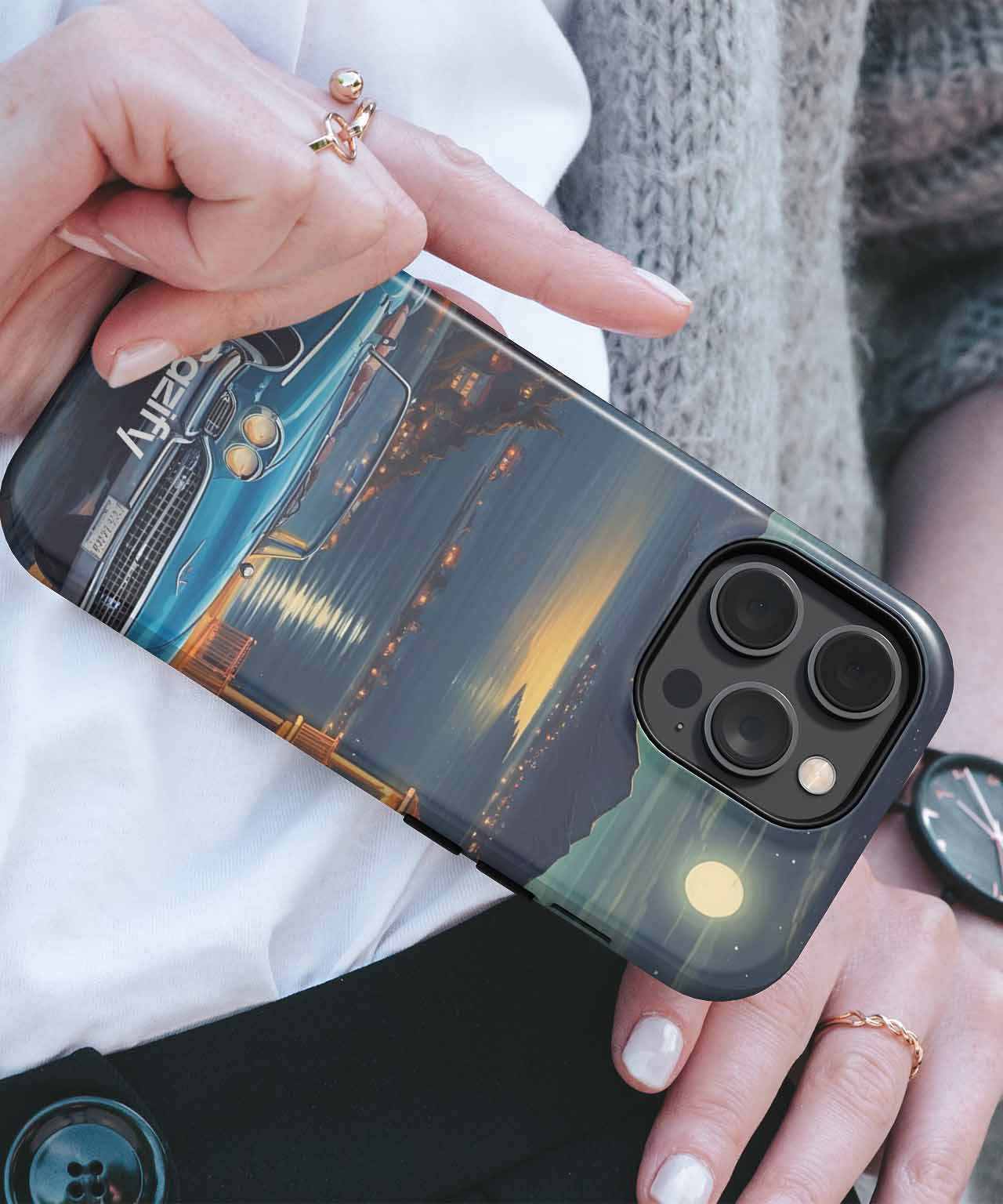 Moonlit Cruisin' in a Classic Ride iPhone case Case Cazify - Delivery Canada